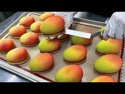 프랑스에서 디저트 팔다 왔습니다. 케이크 장인의 망고 무스케이크 Awesome cake quality! making mango mousse cake - Korean dessert