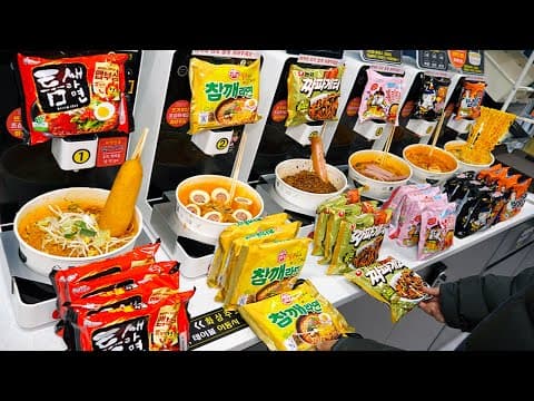 언제까지 편의점 사발면만 먹을거야? 모든 토핑 망할때까지 무료! 24시 무인라면 편의점 Automated Ramen Machine! Ramen store / street food