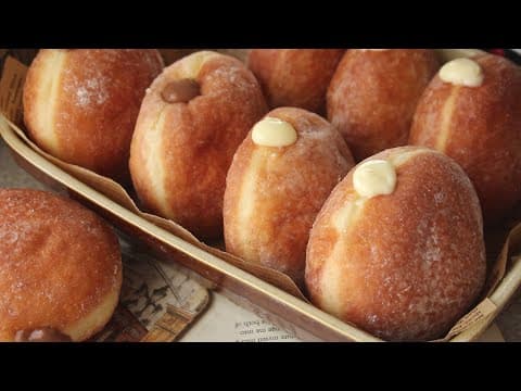 Perfect Bombolone (Italian Donuts) with Vanilla and Chocolate Cream Filling - Delicious Italian dessert with medium difficulty. Perfect recipe converted from YouTube video to PDF format.