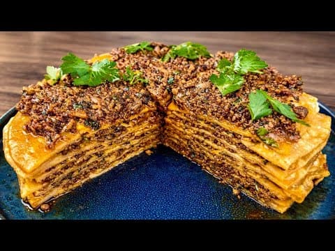 Easy Layered Turkish-Style Meat-Filled Flatbread Recipe (Turkish-Style Lasagna) 🍽️🔥
