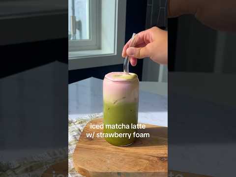 Matcha Latte with Strawberry Foam