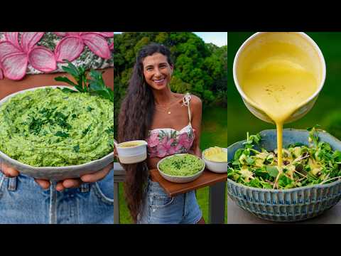 3 Easy Avocado Recipes 🥑 Avocado Whip, Green Goddess Dip & Citrus Dressing 🌿 Raw Vegan & Creamy!