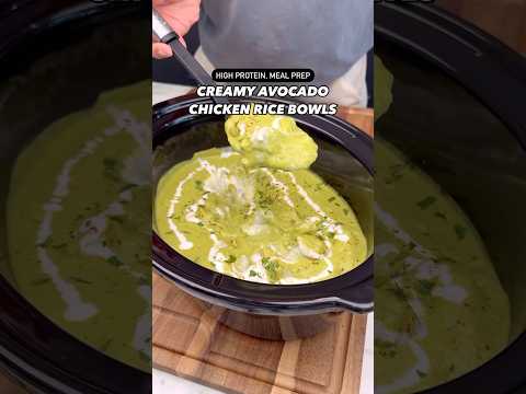 Macro-Friendly, High Protein Creamy Avocado Chicken Rice Bowls
