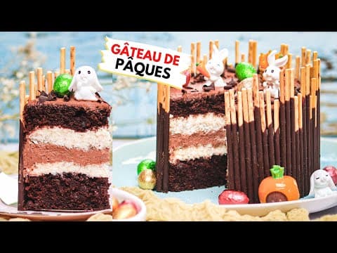 Gâteau de Pâques au chocolat, ganache coco et dacquoise à la noix de coco - Delicious French dessert with medium difficulty. Perfect recipe converted from YouTube video to PDF format.