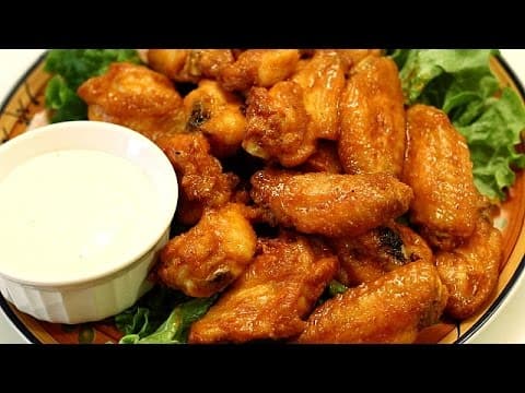Crispy Chicken Wings - Baked Hot Wings w/ Buffalo Wing Sauce
