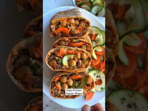 Super High-Protein Vegan Wrap with Spiralized Veggies, Tofu, and Chickpeas