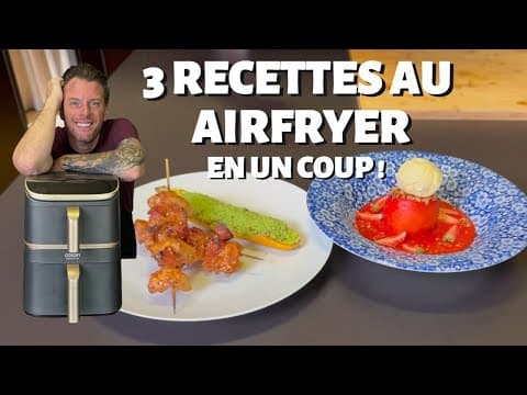 Chicken Skewers with Cajin, Parmesan-Stuffed Zucchini and Melba Peach - Delicious French main course with medium difficulty. Perfect recipe converted from YouTube video to PDF format.