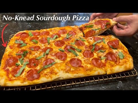 100% NO-KNEAD Sourdough Pizza (Home Oven, Sheet Pan Method)