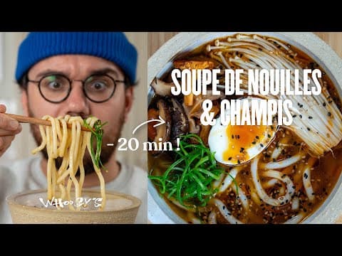 Mushroom and Soft-Boiled Egg Noodle Soup