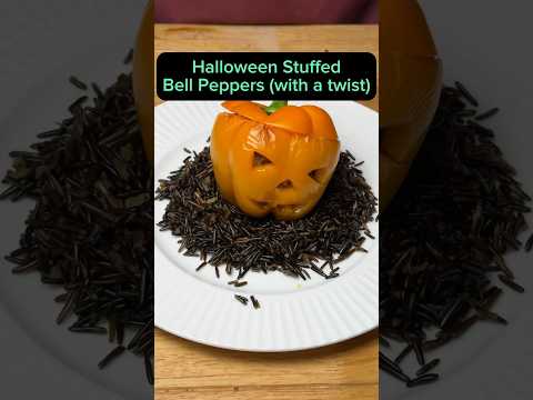 Halloween Recipes!! Stuffed Jack-o-lantern 🎃 Bell Peppers