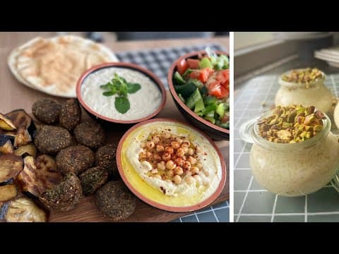 Lebanese brunch: falafels, assorted salads and orange blossom rice pudding - Delicious Lebanese main course with medium difficulty. Perfect recipe converted from YouTube video to PDF format.