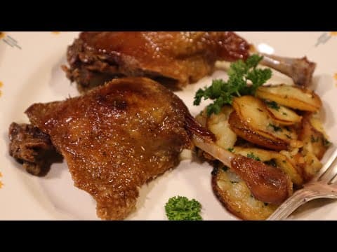 Duck Leg Confit with Sarladaise Potatoes - Delicious French main course with medium difficulty. Perfect recipe converted from YouTube video to PDF format.