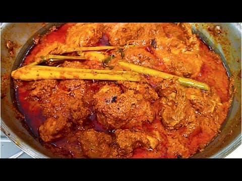 Chicken Rendang/Rendang Recipe/Dry Curry with Nasi Kunyit/Yellow Glutinous Rice/Turmeric Rice