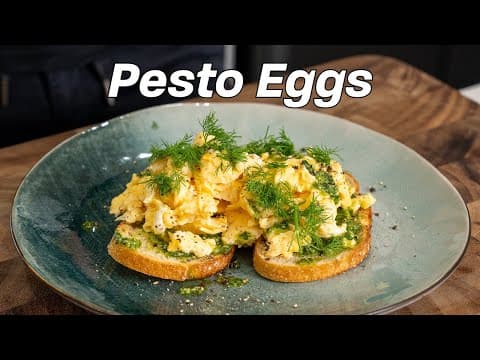 Basil Pesto Scrambled Eggs On Sourdough