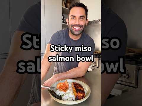 Sticky miso salmon bowl. Recipe in the description!