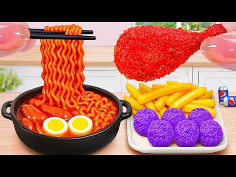 Crispy Cheetos‑Coated Chicken Thigh Hearts over Spicy Noodles