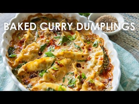Baked Dumplings in Curry Sauce {Crazy Easy Viral One-Pot Recipe}