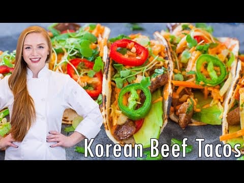 AMAZING Korean Beef Tacos Recipe!! With JUICY Beef, Creamy Sauce & Kimchi Slaw!!