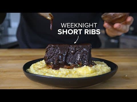 Braised Red Wine Short Ribs with Parmesan Polenta and Gremolata