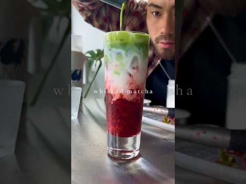 A strawberry matcha latte
