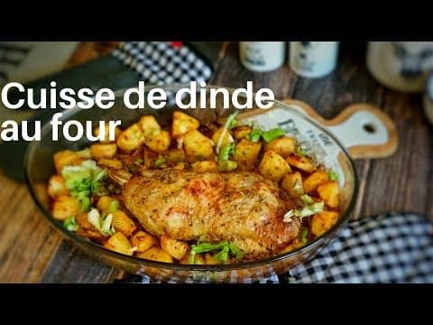 Cuisse de dinde rôtie à la moutarde et miel avec pommes de terre