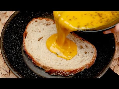 Pour Eggs Over Bread. Easy and Delicious! A New Breakfast That Melts in Your Mouth