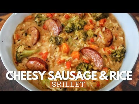 Cheesy Smoked Sausage And Rice Skillet Recipe