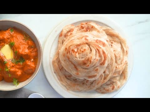How to make the BEST Flaky Layered Flatbread with 4 INGREDIENTS! Malabar paratha/porotta at home.
