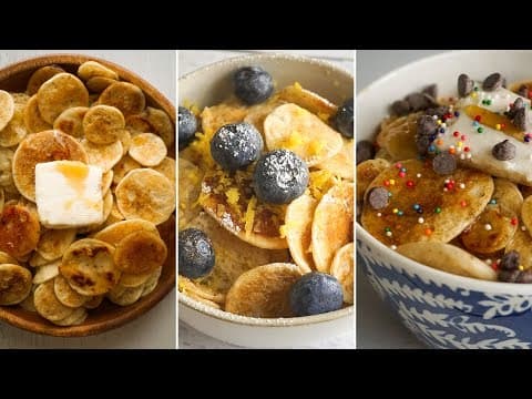 PANCAKE CEREAL 3 WAYS 🥞🥣🥞🥣 Tik Tok Inspired VEGAN RECIPE