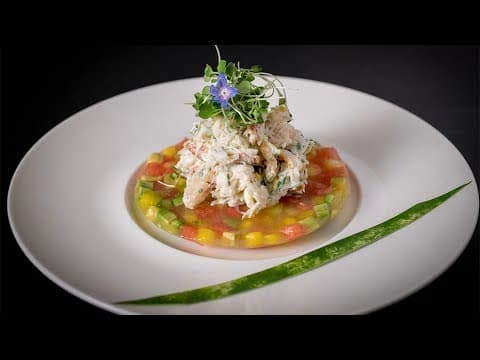 Watermelon and Avocado Mosaic with Dungeness Crab Salad