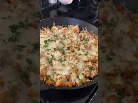 Parmesan Garlic Chicken & Potato Skillet is an easy and delicious dinner. Full recipe below.