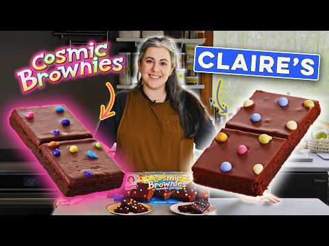 Homemade Cosmic Brownies with Fudge Glaze and Tempered Chocolate Candy Pieces