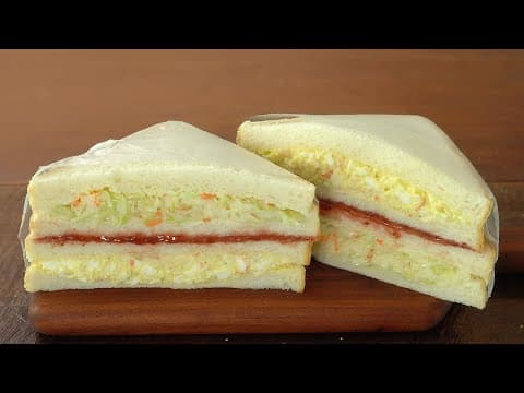 Crispy Cabbage & Egg Salad Sandwich with Strawberry Jam