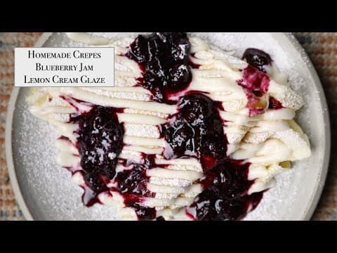 Crepes with Blueberry Jam & Lemon Cream Cheese Glaze