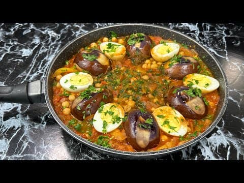 Pan-fried Eggplants with Hard-boiled Eggs and Chickpeas - Mediterranean Main Course Pan-fried Eggplants with Hard-boiled Eggs and Chickpeas - Delicious Mediterranean main course with medium difficulty. Perfect recipe converted from YouTube video to PDF format.