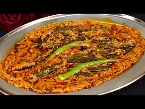 Crispy Fried Bhindi in Spicy Yogurt Gravy