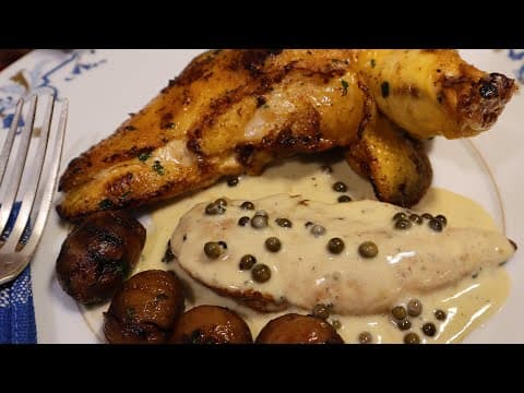 Suprême de capon à la sauce verte au poivre