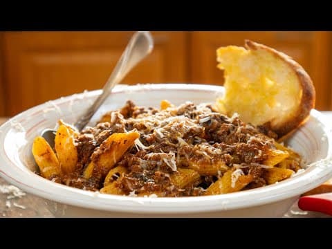 Spaghetti Bolognese Sauce With Penne Pasta Recipe