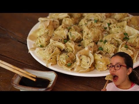 Wonton Dumplings with Sesame Soy Dipping Sauce