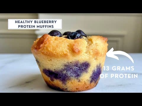 EASY ONE BOWL High Protein Blueberry Muffins!