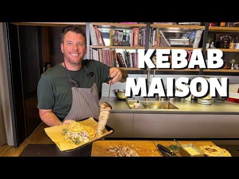 Homemade Doner Kebab with pita bread and white sauce