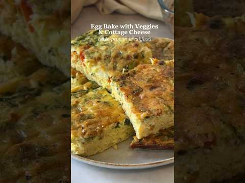 Egg Bake Recipe w/cottage cheese. Easy high protein breakfast. Link to recipe in comments! 🔗 enjoy!