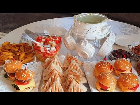 Homemade burgers, chicken triangles, oven potatoes, zucchini velouté and fruit salad - Algerian Main Course Homemade burgers, chicken triangles, oven potatoes, zucchini velouté and fruit salad - Delicious Algerian main course with medium difficulty. Perfect recipe converted from YouTube video to PDF format.